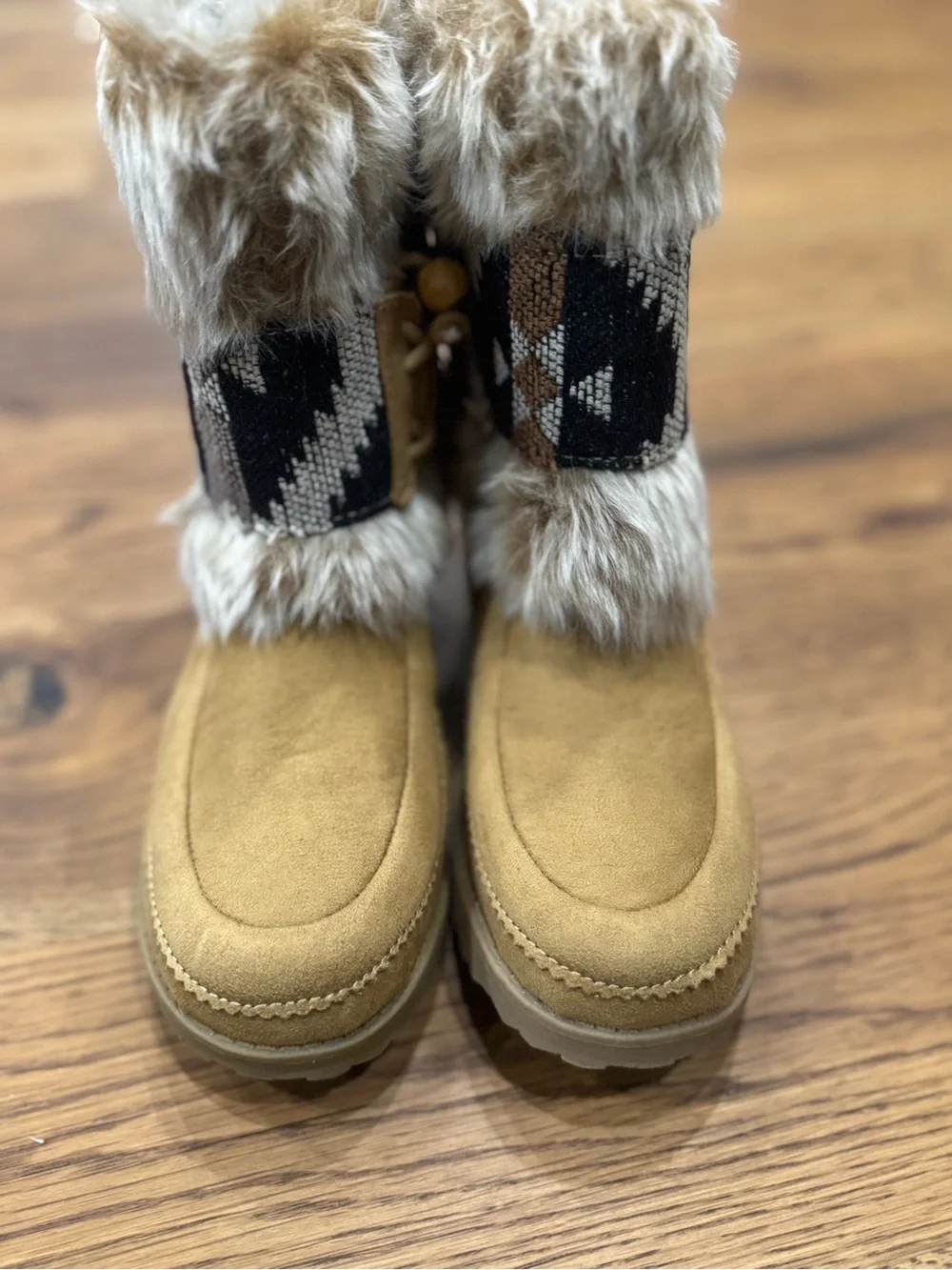 Jellypop Faux Fur Trim Tan Winter Ankle Boots
